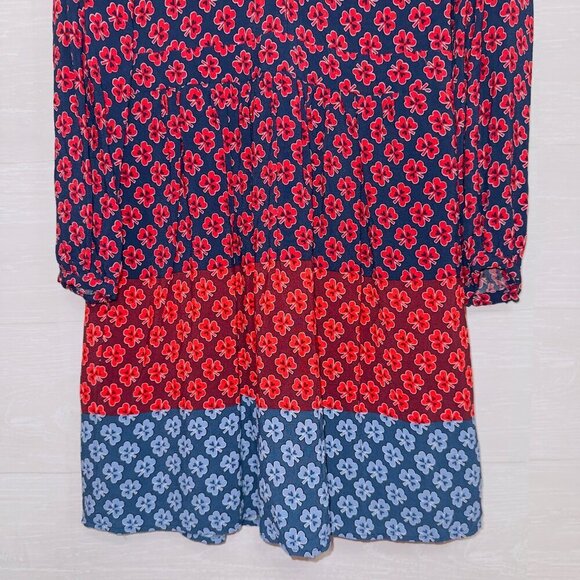 Gap Women's Shamrock Clover Pattern Tie Neck long Sleeve Mini Dress size 8 - Picture 6 of 7